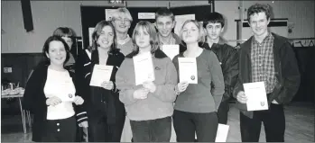  ?? 01_B49twe04 ?? Bronze and silver Duke of Edinburgh Award achievers are: David Murchie, Colin Tinto, Katie Glew, Alison McNeice, Emma Kelly, Mark Taylor, Andrew Young, Alan Tinto and Shiona Murchie.