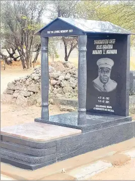  ??  ?? Resting place… Chief Kilus Munyuku III Nguvauva was buried at the Ovambander­u sacred burial site next to his father Chief Munjuku II Nguvauva.