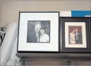  ?? ?? Framed pictures of Fred Mekata and his wife, Ruth, taken years before Ruth was diagnosed with dementia, sit in their bedroom at The Watermark in July.