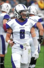  ?? JIMMY ZANOR — THE MIDDLETOWN PRESS ?? Amherst junior defensive back Jimmy Fairfield-Sonn had a key intercepti­on in the fourth quarter. Fairfield-Sonn starred for Valley Regional/Old Lyme.