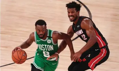  ??  ?? Boston’s Kemba Walker scored 21 points in helping the Celtics pull to 2-1 in the best-of-seven East finals. Photograph: Kim Klement/USA Today Sports