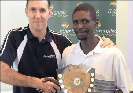  ??  ?? Godfrey Ndlovu of the Bluff National Park Golf Club won this year’s Marshalls World of Sport KZN Caddies’ Championsh­ip at Durban Country Club’s Beachwood course yesterday. He shot a gross 74 to win by a stroke from Dumisani Mchunu from Durban Country...