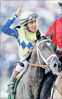  ?? Getty Images ?? NOT CROWNING AROUND: Jockey John Velazquez and Kentucky Derby winner Always Dreaming are hoping for two more celebratio­ns in a push for the Triple Crown.