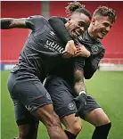  ??  ?? TONEY AWARD Ivan (left) celebrates with Sergi Canos after scoring first goal