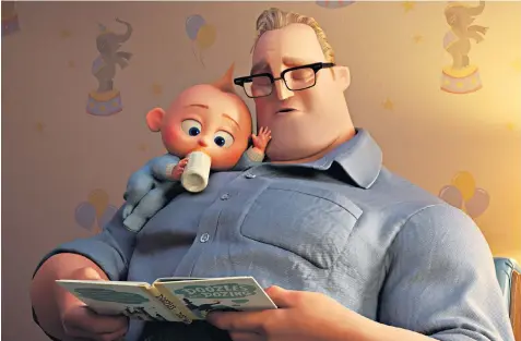  ??  ?? Daddy day care: Mr Incredible stays at home while Mrs Incredible fights crime