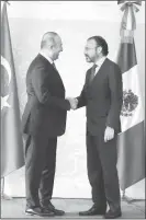  ?? Carlos Ramos Mamahua Foto ?? Los cancillere­s de Turquía y México, ayer en la sede de la SRE ■