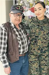  ?? COURTESY PHOTO ?? Marine Cpl. Rachel Rael and her grandfathe­r, Richard Madrid, who joined the Marines in 1953 and served during the Korean War.