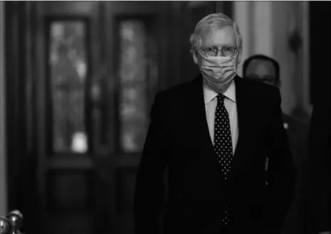  ?? AP Photo/Manuel Balce Ceneta ?? Senate Majority Leader Mitch McConnell of Ky., walks from the Senate floor to his office on Capitol Hill on Jan. 6 in Washington.