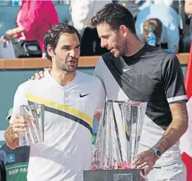  ?? FOTO: EFE ?? Del Potro ganó en Indian Wells su primer Masters 1.000 tras batir a Federer en la final