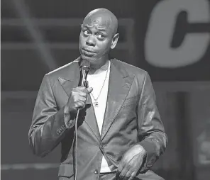  ?? PROVIDED BY MATHIEU BITTON ?? Dave Chappelle’s Netflix special, “The Closer,” drew controvers­y for anti- transgende­r jokes, yet his tour for his documentar­y, “Untitled,” which kicked off Nov. 4 in San Francisco, has won praise.