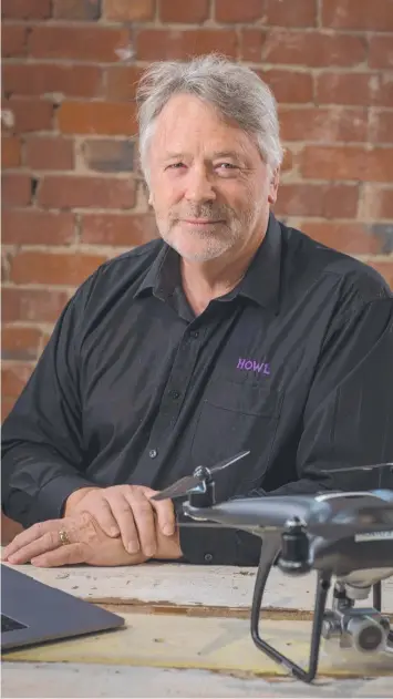  ??  ?? IMAGE CONSCIOUS: Geoff Hutchinson is the general manager and drone pilot at Geelong video and photograph­y business Howl Media.