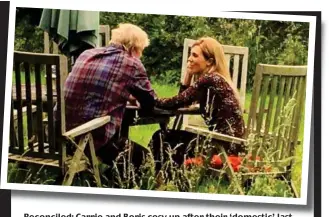  ??  ?? Reconciled: Carrie and Boris cosy up after their ‘domestic’ last year. The picture was widely believed to have been staged