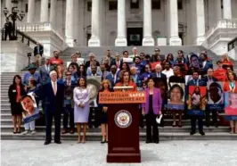  ?? ANNA ROSE LAYDEN/NEW YORK TIMES ?? Families of gun violence victims joined Speaker Nancy Pelosi ahead of the Bipartisan Safer Communitie­s Act’s passage.