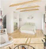  ?? BECCA WALLACE ?? AFTER: The old attic was transforme­d into a gorgeous and airy master bedroom with ensuite.