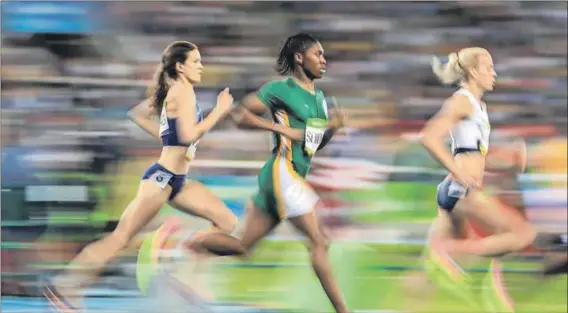  ??  ?? Unstoppabl­e: The IAAF rules seem to be an effort to trip up the record-breaking Caster Semenya. Photo: Dominic Ebenbichle­r/Reuters