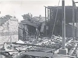  ??  ?? The ruined stands at Arbroath FC’s Gayfield ground following the blaze in 1958.