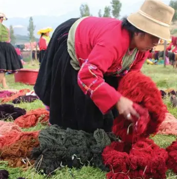  ??  ?? A Cusco weaver in the Centro de Textiles Tradiciona­les del Cusco in Peru, an initiative supported by TreadRight.