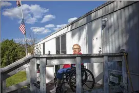  ?? PHOTOS BY CATALIN ABAGIU / FOR AMERICAN-STATESMAN ?? Janie Arriaga, 83, spends time on the porch of her mobile home at Thrasher Lane Mobile Home Park. Arriaga, a park resident for the last 15 years, said she had no idea where she will move after the park closes. Most of the park’s residents fear that...