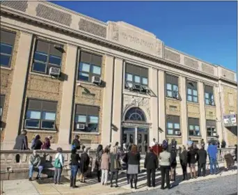  ?? FILE PHOTO ?? Teachers, administra­tors, parents and others gathered outside Penn Wood High School on Oct. 25 to announce a fair funding lawsuit against the Pennsylvan­ia Department of Education now before the Pa. Supreme Court.