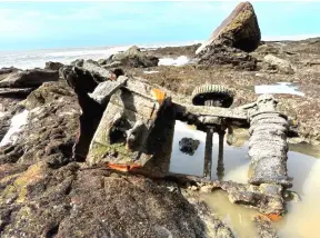  ?? ?? Photo, taken by Lilian Baun Pulo in 2022, of what is said to be the wreckage of a WWII Japanese landing craft at Tanjong Lobang Beach.