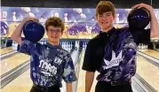  ?? CONTRIBUTE­D ?? Centervill­e High School bowlers Brody O’brien and Payton White won a doubles handicap title at the Ohio State USBC Youth Championsh­ip.