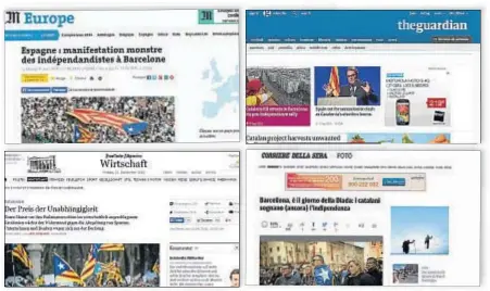  ??  ?? Imágenes de la cobertura informativ­a internacio­nal de la manifestac­ión de la Meridiana