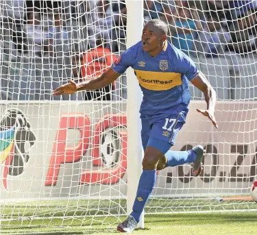  ??  ?? EXPERIENCE COUNTS: Journeyman striker Victor Obinna celebrates scoring for Cape Town City in the recent derby against Ajax.