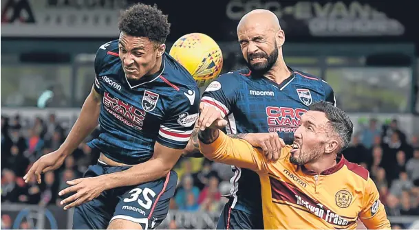  ??  ?? TRUE GRIT: Max Melbourne, left, is confident Ross County have what it takes to retain their Premiershi­p status