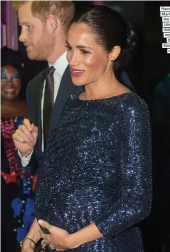  ??  ?? Haunting photo: Meghan Markle has revealed that the day this photo was taken in 2019 she ‘just didn’t want to be alive anymore’ — a feeling BethAnne Linstra Klein (inset below left) can identify with