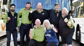  ?? PHOTO: GREGOR RICHARDSON ?? Victory . . . Ecstatic Go Bus drivers celebratin­g a big pay rise on Friday are (back from left) Gurbaj Singh, Ben Forsyth, Frederick Auora, Wayne Bardsley, Philip Matthews and (front) Alan Savell and Tania Cuff.