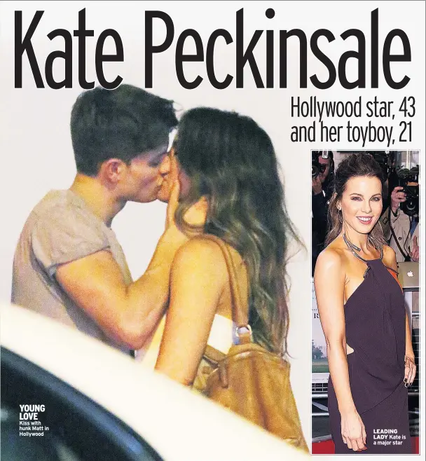  ??  ?? YOUNG LOVE
Kiss with hunk Matt in Hollywood LEADING LADY Kate is a major star