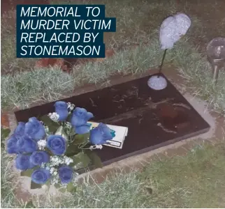  ?? ?? ‘DISGUSTING’: The grave with the headstone removed. Right, Mark Winhoe, above, and his brother Jamie. A replacemen­t memorial was donated by stonemason Aaron Patterson, of Loughborou­gh firm Marco’s Memorials