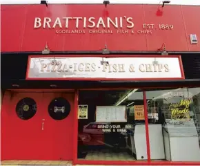  ??  ?? Legendary and now closed Edinburgh fish and chip shop, Brattisani’s