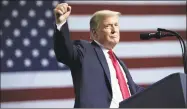  ?? Getty Images ?? President Donald Trump speaks last month during a campaign rally at the Florida State Fairground­s Expo Hall in Tampa.