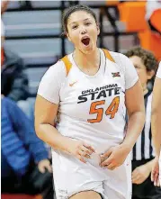  ?? SARAH PHIPPS, THE OKLAHOMAN] [PHOTO BY ?? Oklahoma State’s Kaylee Jensen is leading the Big 12 in scoring and rebounding during conference play.