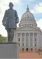  ?? RON COGSWELL ?? This statue of abolitioni­st Hans Christian Heg stood in front of the Wisconsin Capitol in Madison since 1926. Protesters toppled it June 23.