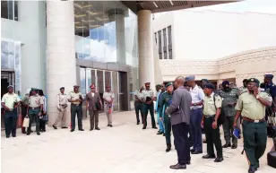  ?? - Picture: Joseph Manditswar­a ?? Zimbabwe National Defence University students tour the New Parliament building in Mount Hampden yesterday.