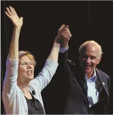  ??  ?? LEADING THE CHARGE: U.S. Sen. Elizabeth Warren is introduced by U.S. Rep. William Keating at a town hall event at Cape Cod Community College yesterday.