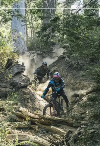  ??  ?? Above Dust masks may have been a good idea…
Above right Volcanic rock makes an unusual riding surface when you’re used to the woods
Top right After a winter of grinding the gears through UK slop, shuttles were a welcome change
Left Loosedog, the stoke-master for the trip. Aways grinning and always going hard on the bike