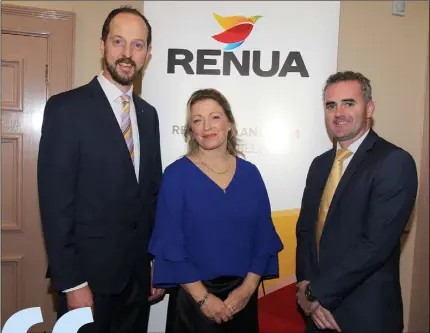  ??  ?? Gerald O’Donoghue with his wife Maura and John Leahy, RENUA Ireland Party Leader, at the campaign launch in Enniscorth­y’s Athenaeum.