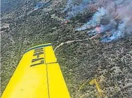  ?? (PPMF) ?? Intenciona­les. Desde el avión divisaron a una persona entre varios focos de fuego recién prendidos, fuera del área ya quemada.