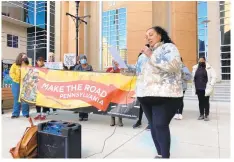  ?? LEIF GREISS/THE MORNING CALL ?? Yubelkis Tavarez, a member of Make the Road Pennsylvan­ia, talks about how she was sent mail-in ballot materials with an incorrect deadline by the Berks County Office of Election Services at a news conference Thursday.