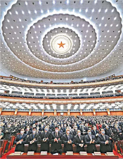  ?? ?? Delegates attend the 13th National People’s Congress in Beijing’s Great Hall of the People