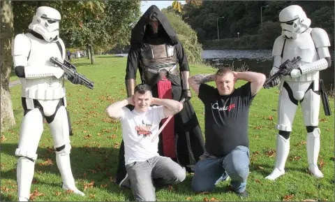  ??  ?? Cosmic Rebels organisers Ed Doyle and Brian Thomas with members of the Star Wars 501st Legion.