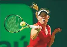  ?? AFP ?? Caroline Wozniacki of Denmark during her 6-4. 6-3 win against Lucie Safarova of Czech Republic in Key Biscayne.