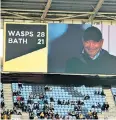  ??  ?? Target: Eddie Jones was booed by some fans at the Wasps v Bath game yesterday