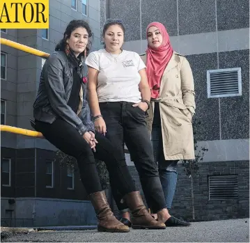  ?? DARREN CALABRESE / THE CANADIAN PRESS ?? Rebecca Thomas, Kati George-Jim and Masuma Khan are at the forefront of Halifax’s social justice movement. Young women are now starting to “punch through power structures” once reserved for white men, says Thomas.