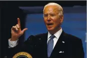  ?? ESAN SUCCI — THE ASSOCIATED PRESS ?? President Joe Biden speVks during Vn e%ent on AmericVn mVnufVctur­ing on MondVy in TVshington.