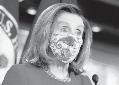  ?? YURI GRIPAS/ABACA PRESS ?? House Speaker Nancy Pelosi, D- Calif., speaks Thursday on Capitol Hill in Washington.