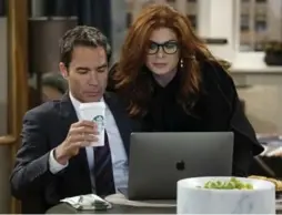  ?? CHRIS HASTON/NBC ?? Lawyer Will (Eric McCormack) and interior designer Grace (Debra Messing) are back together again in Will & Grace and “it’s gonna be exactly the same.”